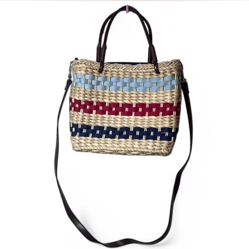 Sonoma Woven Wicker Purse with Multicolor Stripes